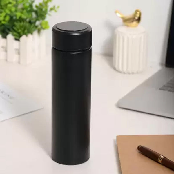 Stainless steel smart water bottle, front view