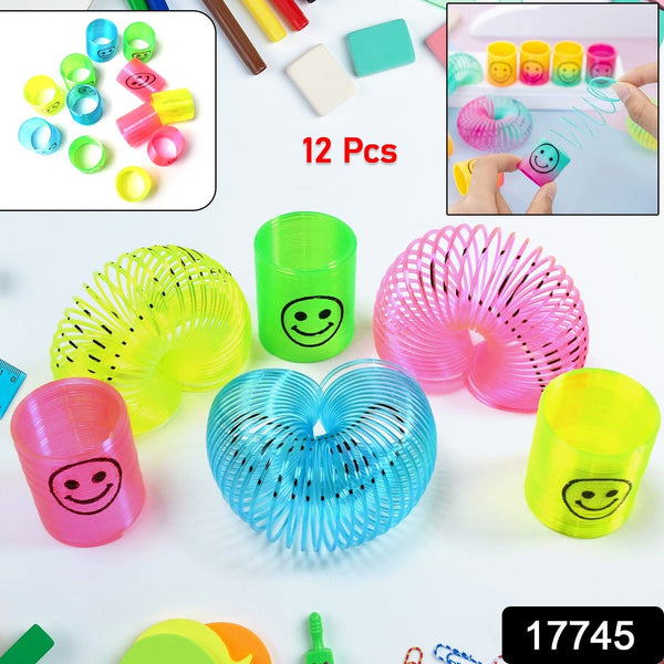 Multicolor Magic Smiley Spring, Spring Toys, Slinky, Slinky Spring Toy, Toy for Kids for Birthdays, Compact and Portable Easy to Carry (12 Pcs Set)