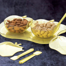 Apple-shaped bowl with spoon and tray for serving snacks