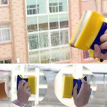 image of the double-sided window cleaner, emphasizing the cleaning pads and tool structure