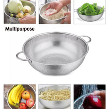 Stainless Steel Colander with Handle, Large Metal Mesh Basket Strainer for Pasta, Spaghetti, Berry, Veggies, Fruits,  Kitchen Food Colander, Dishwasher Safe (1 pc / 25.5 cm)