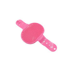 Dog bath brush with adjustable ring handle for long and short hair