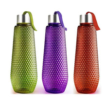 Plastic water bottles with steel caps, set of three, 1 liter each