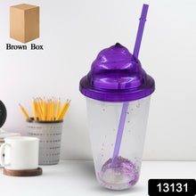 High Quality Plastic Creative Cold Drink Cup / Tumble, Reusable Tea Coffee Tumbler with Lid and Straw, Double Wall Plastic Drinking Sport Bottle, Travel Tumbler (1 Pc / Mix Color)