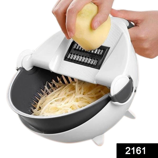 vegetable cutter with multiple attachments and rotating basket