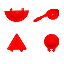 Kitchen dough press molds, red plastic, 4-piece set