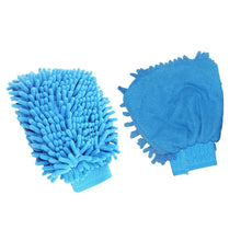 Microfiber cleaning mitt with chenille texture