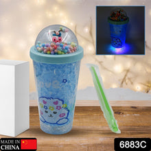 Glitter unicorn sipper with LED light and straw